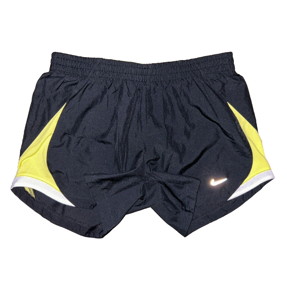 NIKE Black & Yellow Lined Running Shorts w Pocket & Drawstring Size S Women's